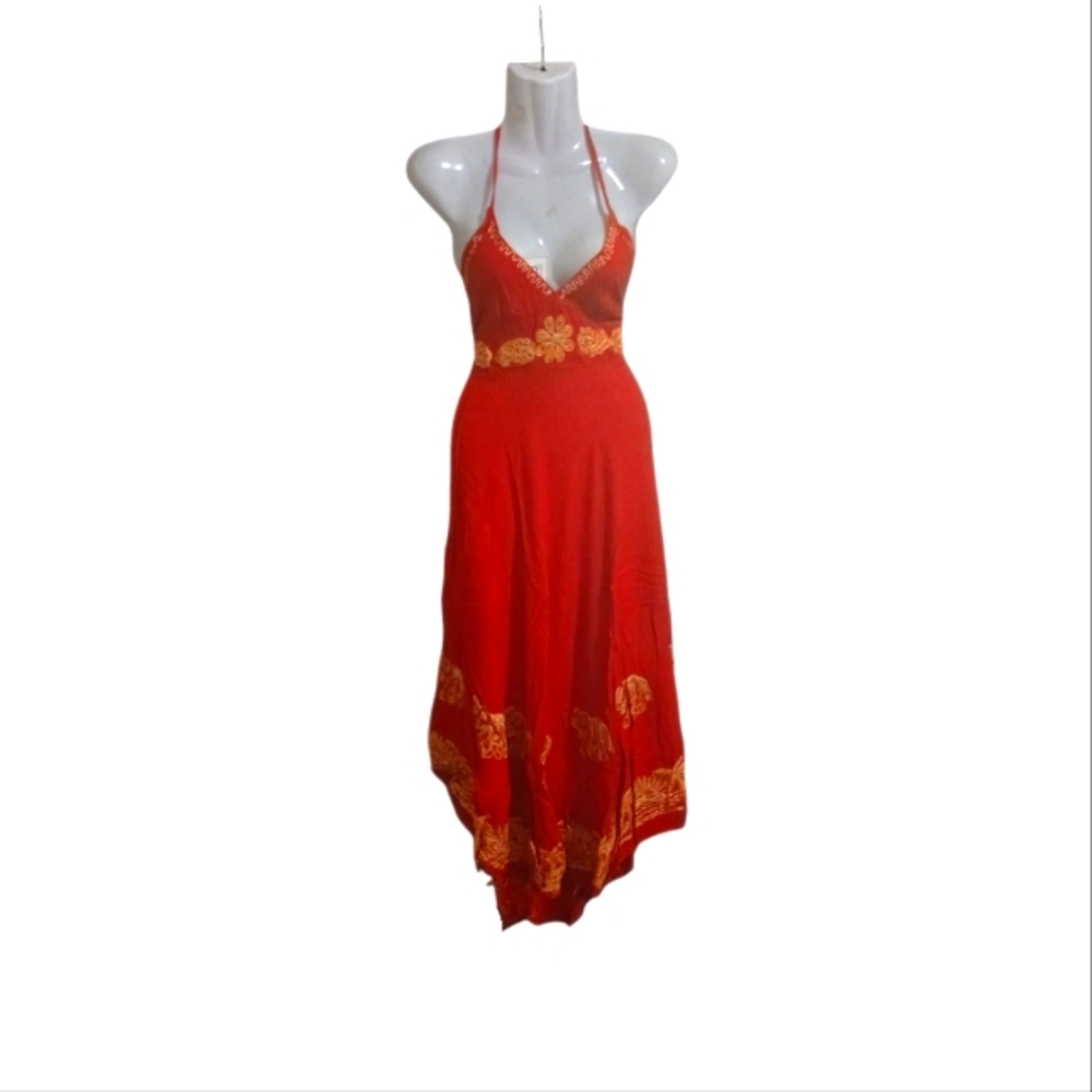 Elegant Red Halter Dress